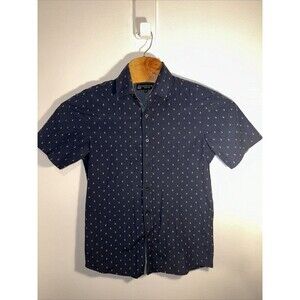 Sahara Club Button Shirt Men Shirt Sleeve Blue White Anchor Small